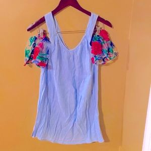 Embroidered floral Cold shoulder tank Medium